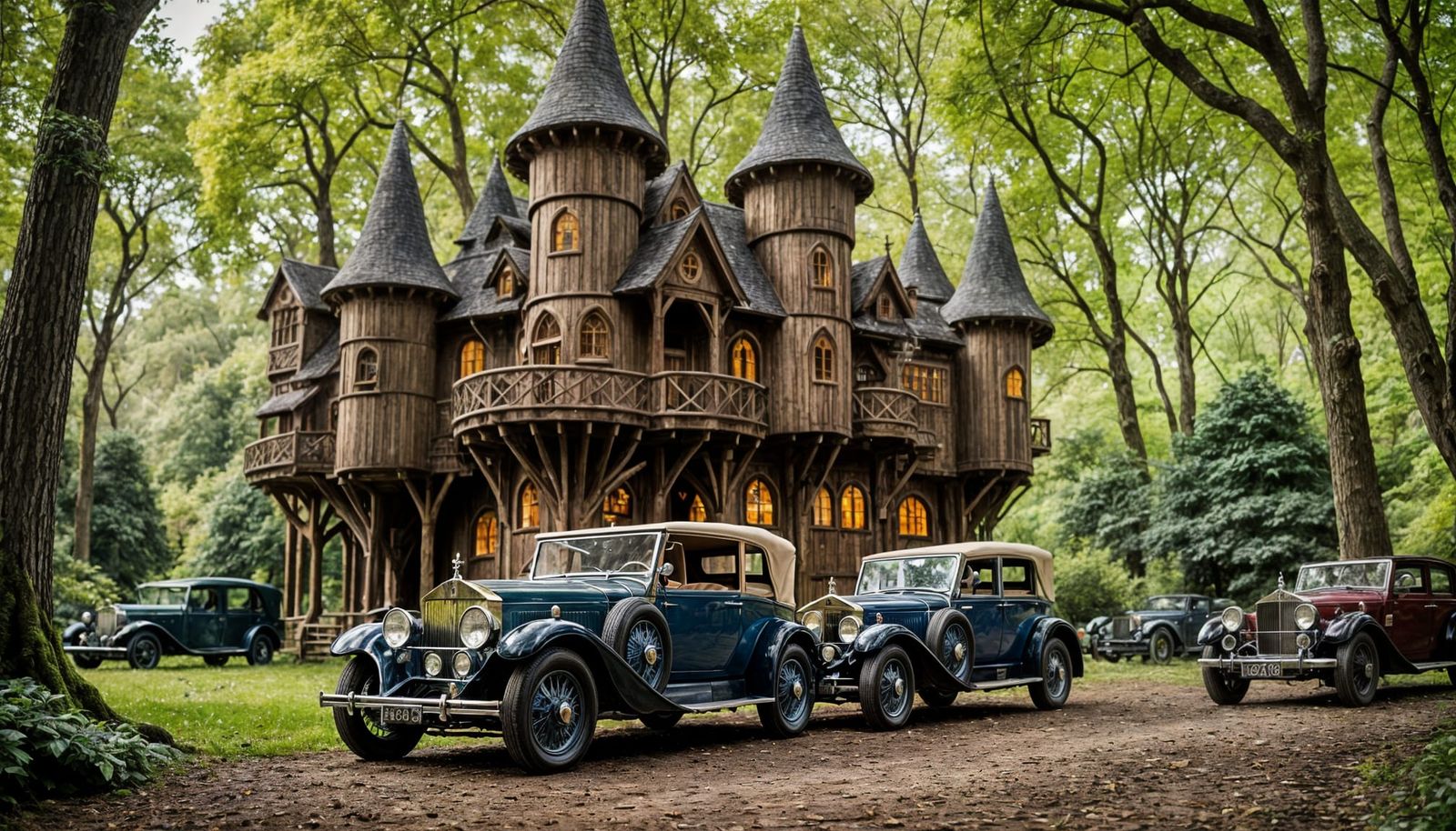 Rolls Royce Cars in Front of Elven Castle