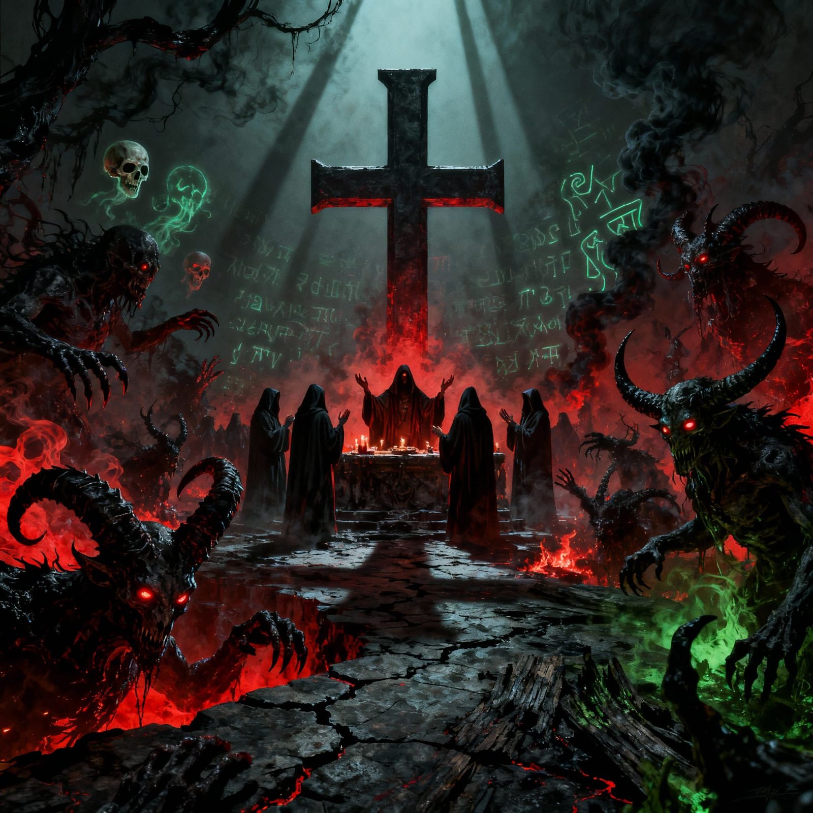 Ominous Black Metal Art of Demonic Horrors and Rituals