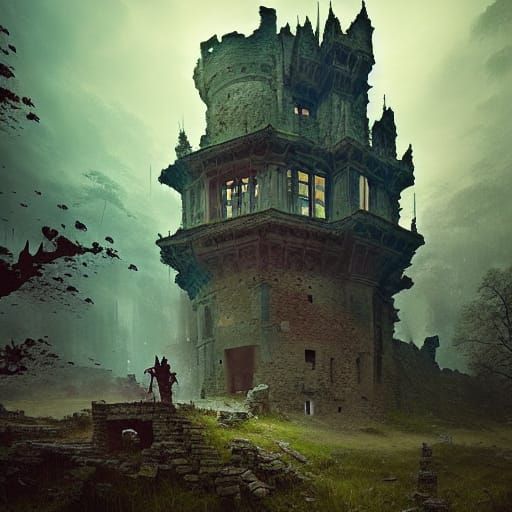 Hyperdetailed Castle Ruins: Fantasy Album Cover Art