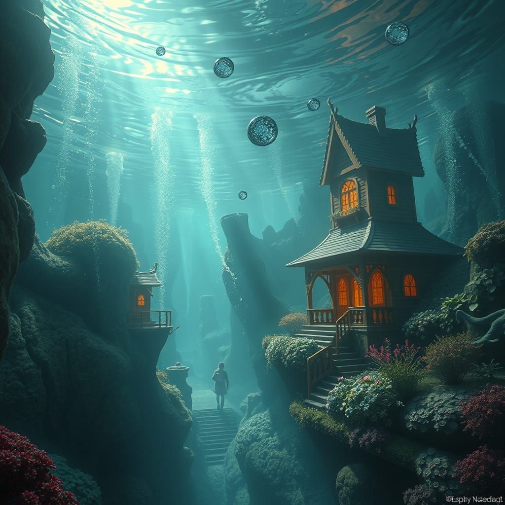 Ethereal Underwater Fantasy in Digital Matte Painting
