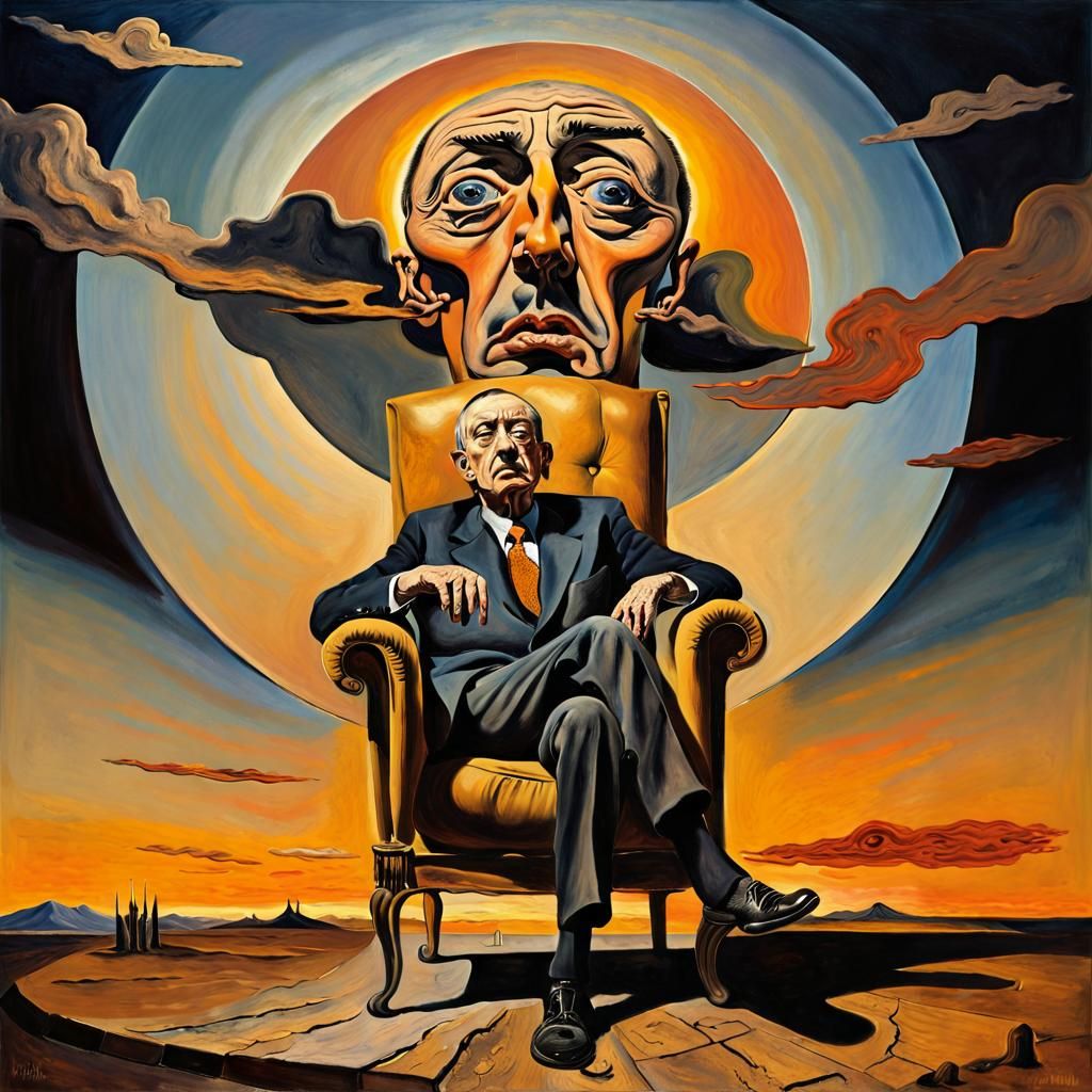 Surreal Three-Headed Man on Alien Planet