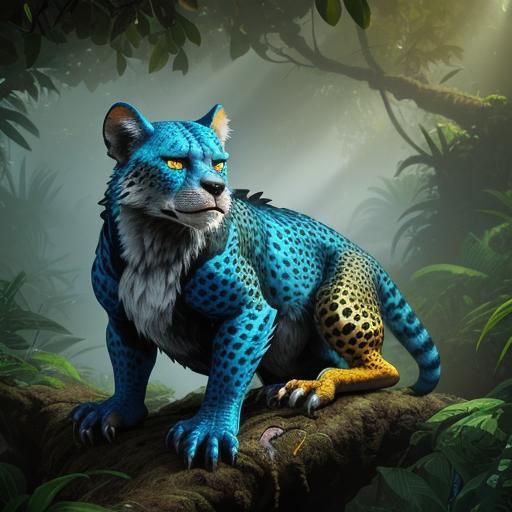 Fantasy Hybrid Creature in Jungle, Digital Matte Painting