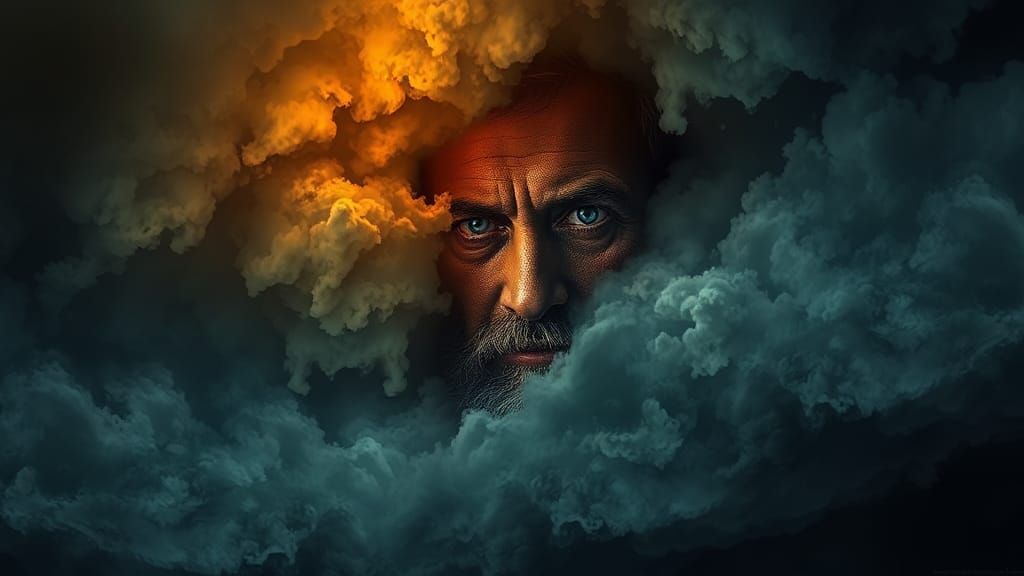 Storm Wall Reveals a Face in Hyperrealistic Style