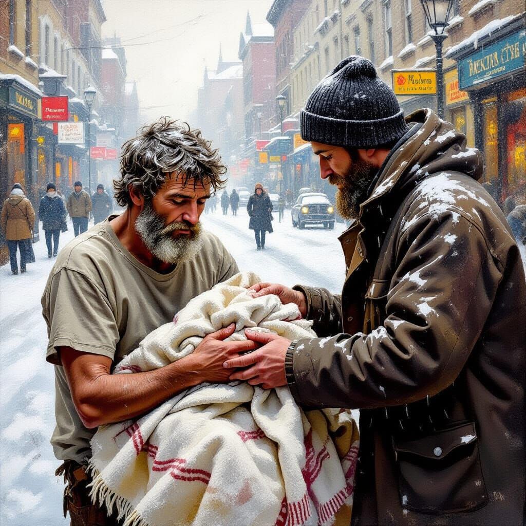 Kindness During Winter: Man Receives Blanket