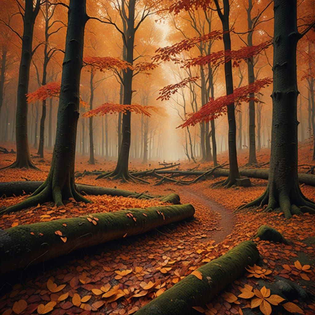 Magical Autumn Forest in Cinematic Lighting