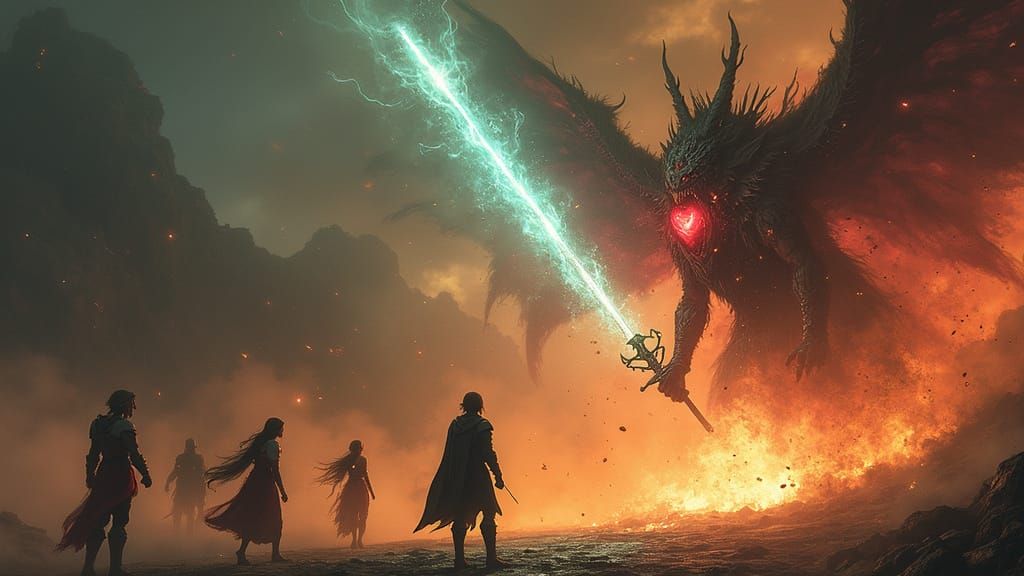 Epic Fantasy Warrior Confronts Demise in a Cinematic Showdow...