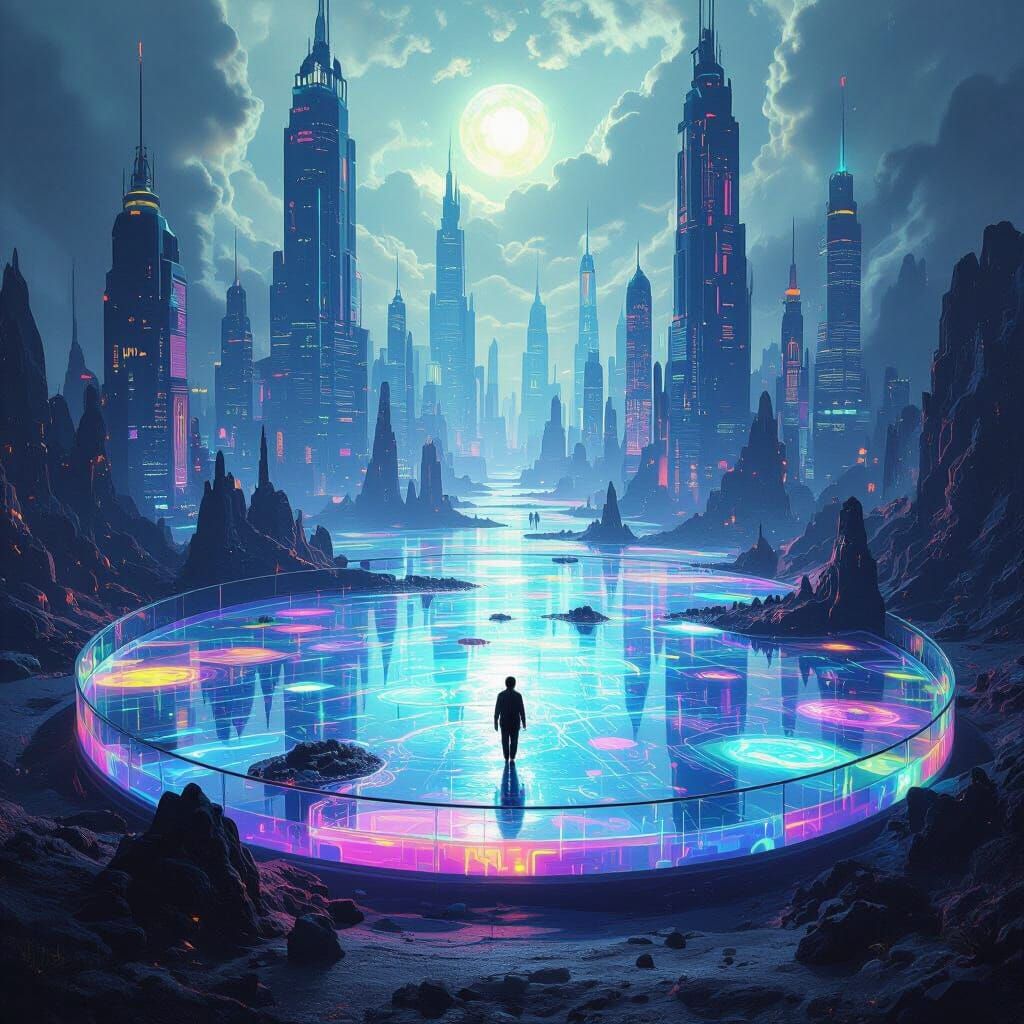 Giant Microbes Tower Over Human in Alien Petri Dish