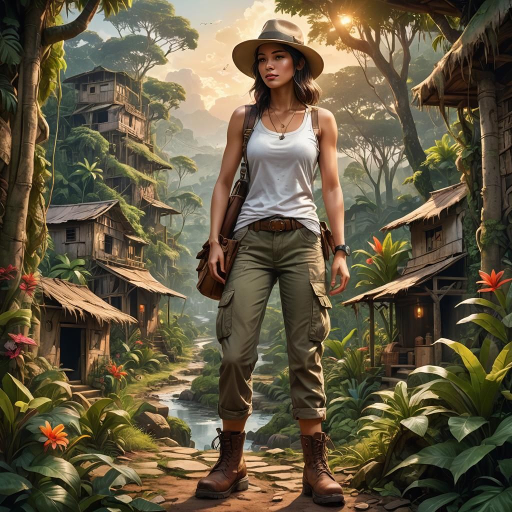 Jungle Explorer in Hyper-Realistic Digital Art