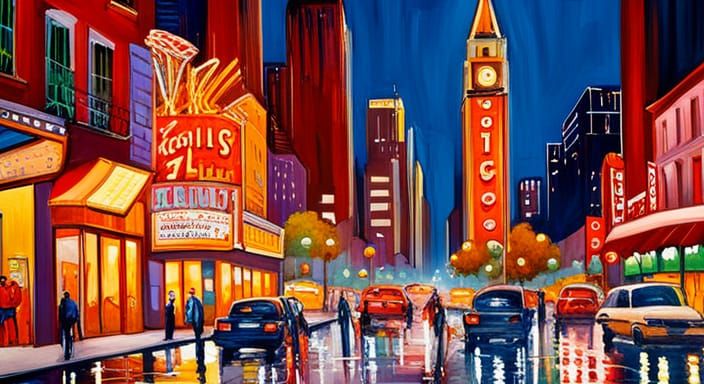 Sin City Nightlife Celebrations in Split-Complementary Color...