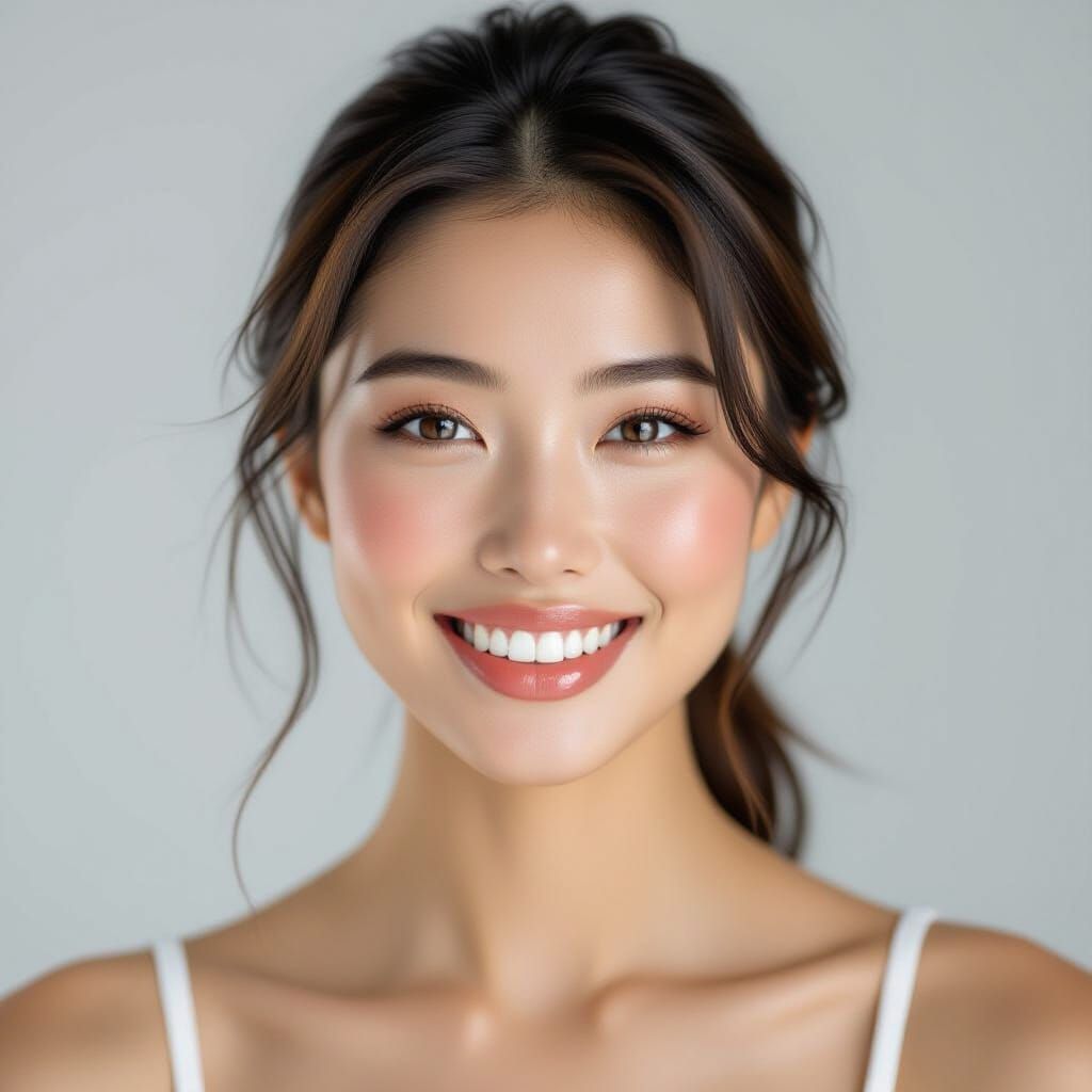 Japanese Woman's Hyper-Realistic Smile in 8k