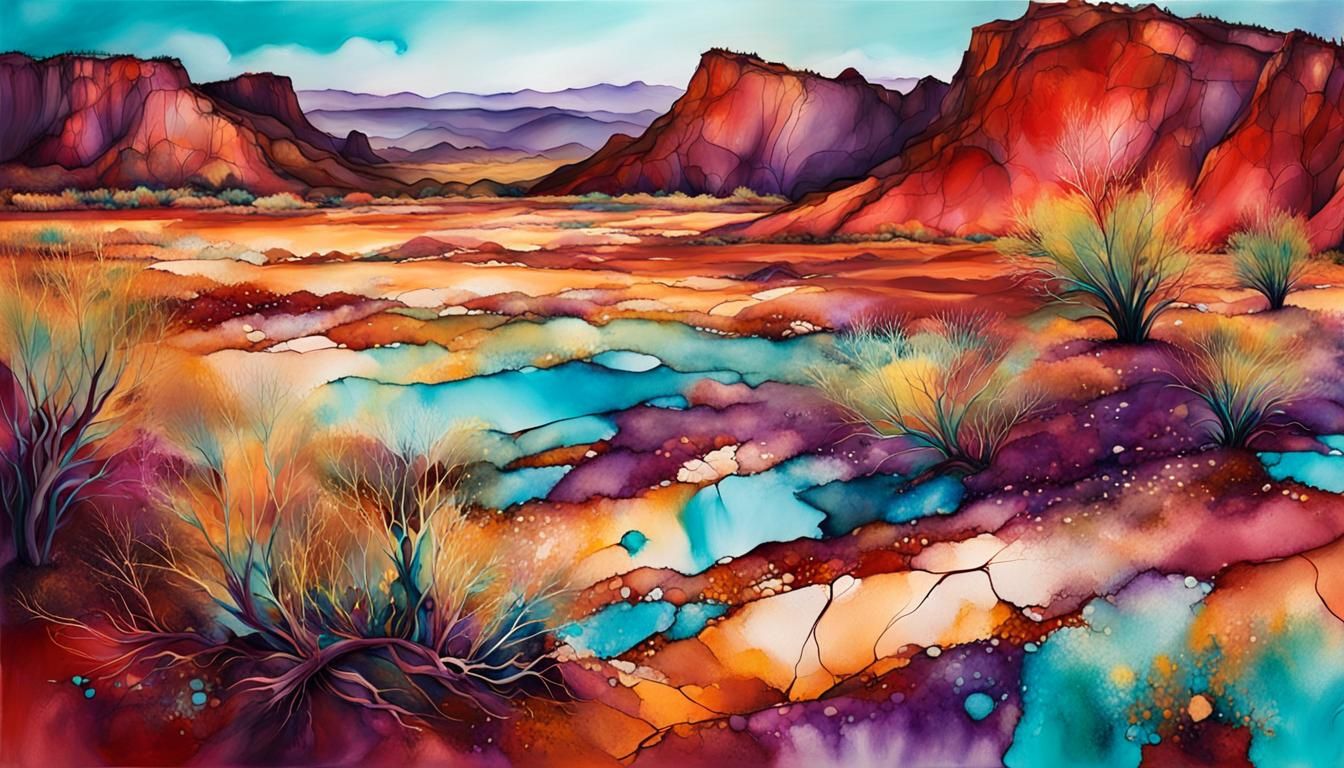 Australian Outback in Alcohol Ink Art