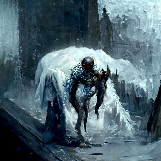 Frozen Demon in Gothic Horror Style