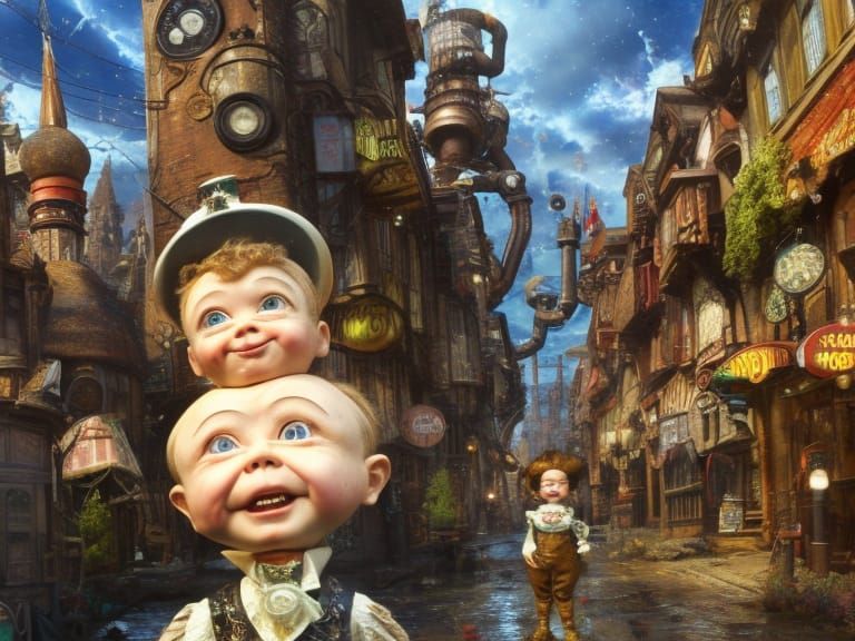 Steampunk Victorian Village in Apocalyptic Weather