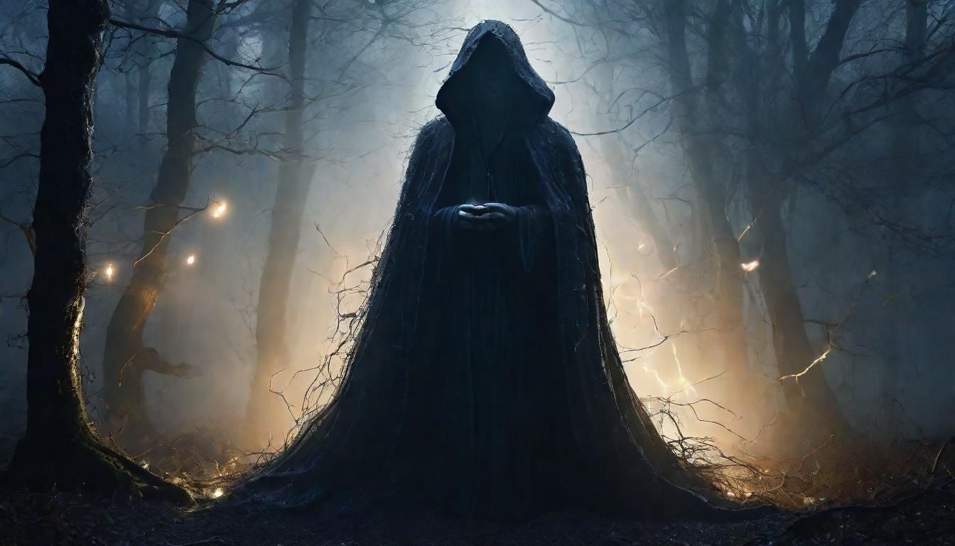 Ethereal Fantasy Figure Conjuring Magic in Storm