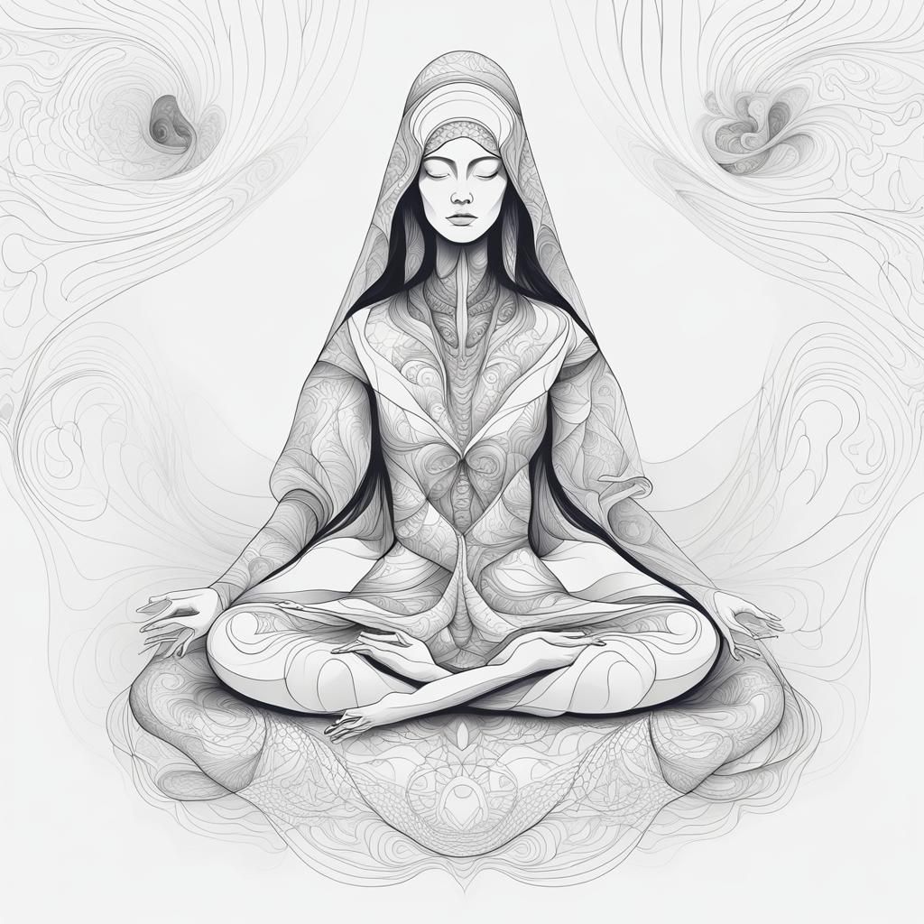 Minimalist Witchy Women in Meditation: Abstract Vector Art