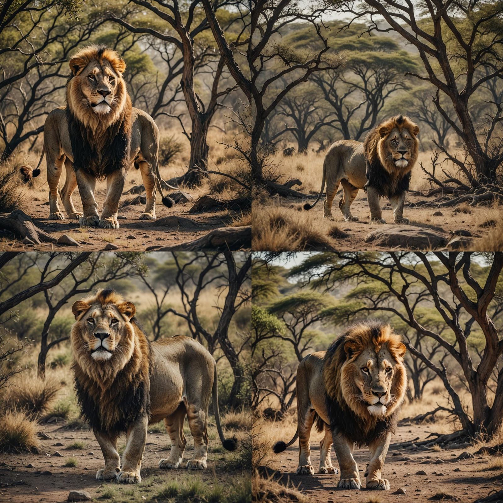Majestic Lion in African Landscape: Cinematic Still