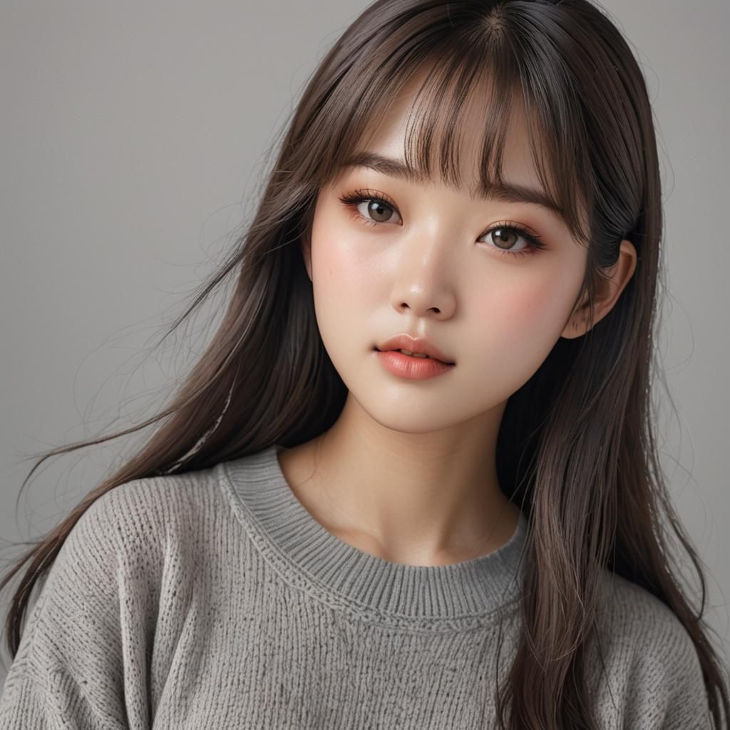 Hyperrealistic Portrait of a Beautiful Biracial Teenage Girl