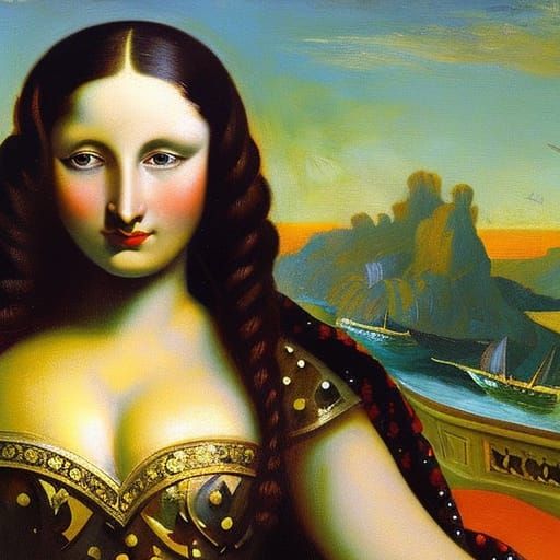 Mona Lisa in Expressionist Abstract Oil Painting