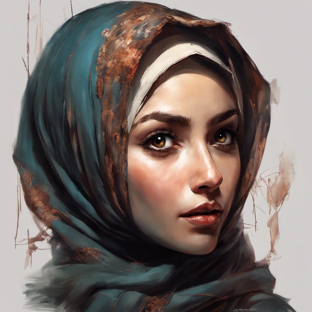 Secretary in Hijab: DreamWorks-Inspired Portrait