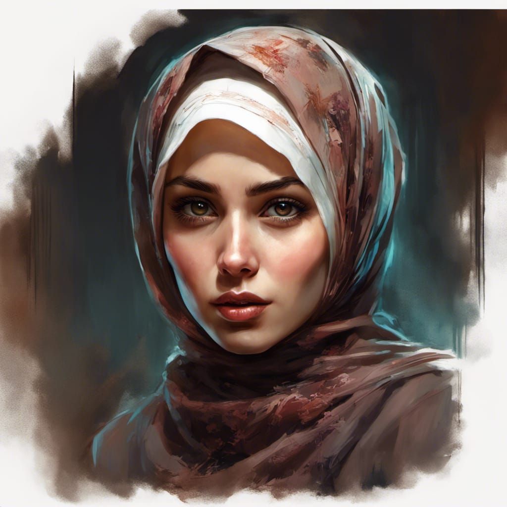 Secretary Woman with Hijab in DreamWorks Style