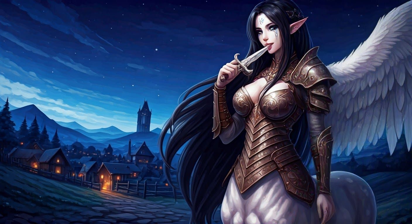 Winged Centaur in Anime Style with Runes