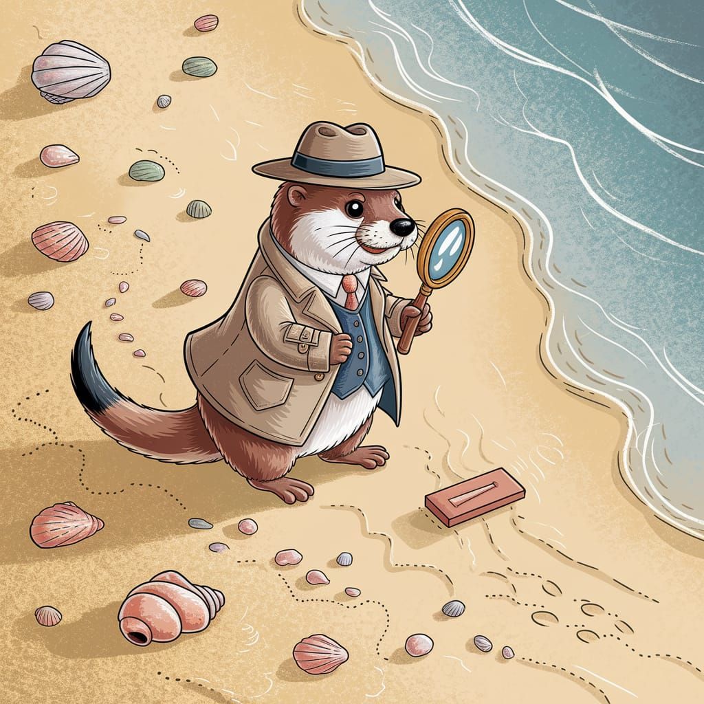 Detective Otter Investigates on the Beach