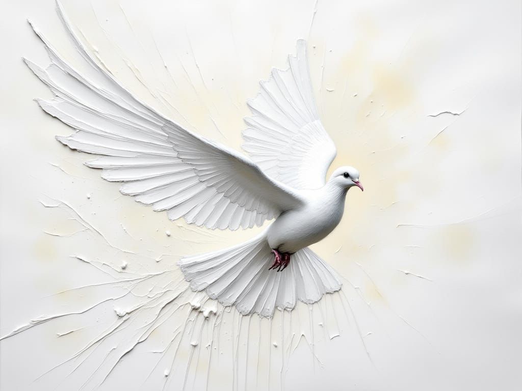Monochromatic Dove Portrait with Impasto and Paper Textures