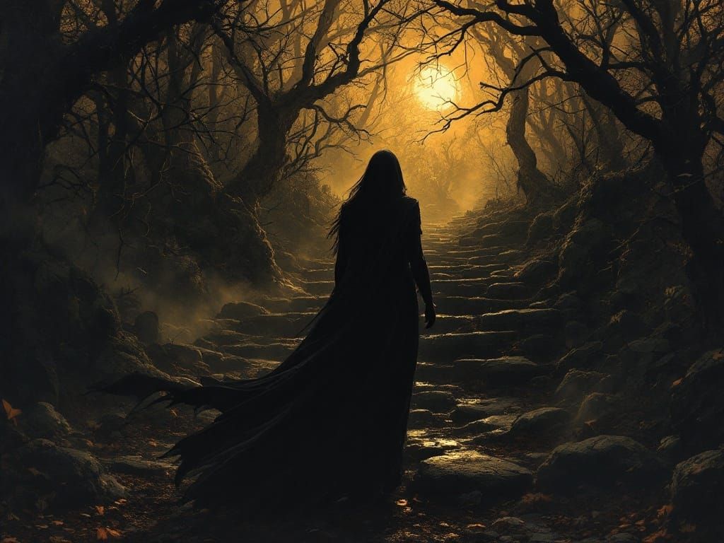 Dark Shadows Pursue in a Surreal Landscape