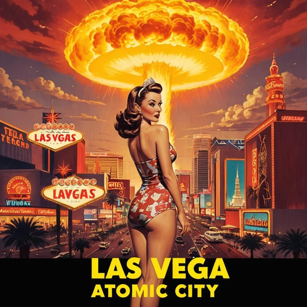 Las Vegas: Atomic City - Retro-Futuristic Travel Poster