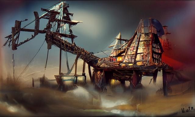 Fantasy Undead Pirate Ship in Fog