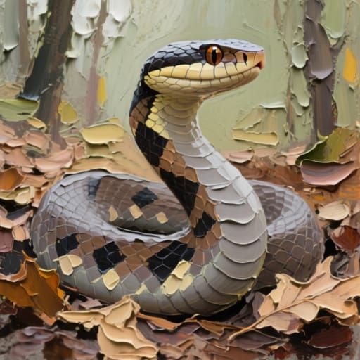 Textured Acrylic Impasto of an Adder Snake
