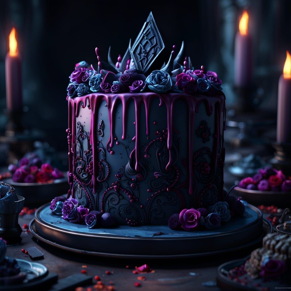 Gothic Cake: Detailed Matte Painting in Deep Color