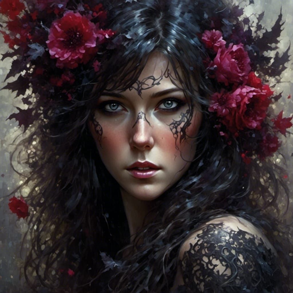 Mesmerizing Dark Goddess in Ethereal Fantasy Art