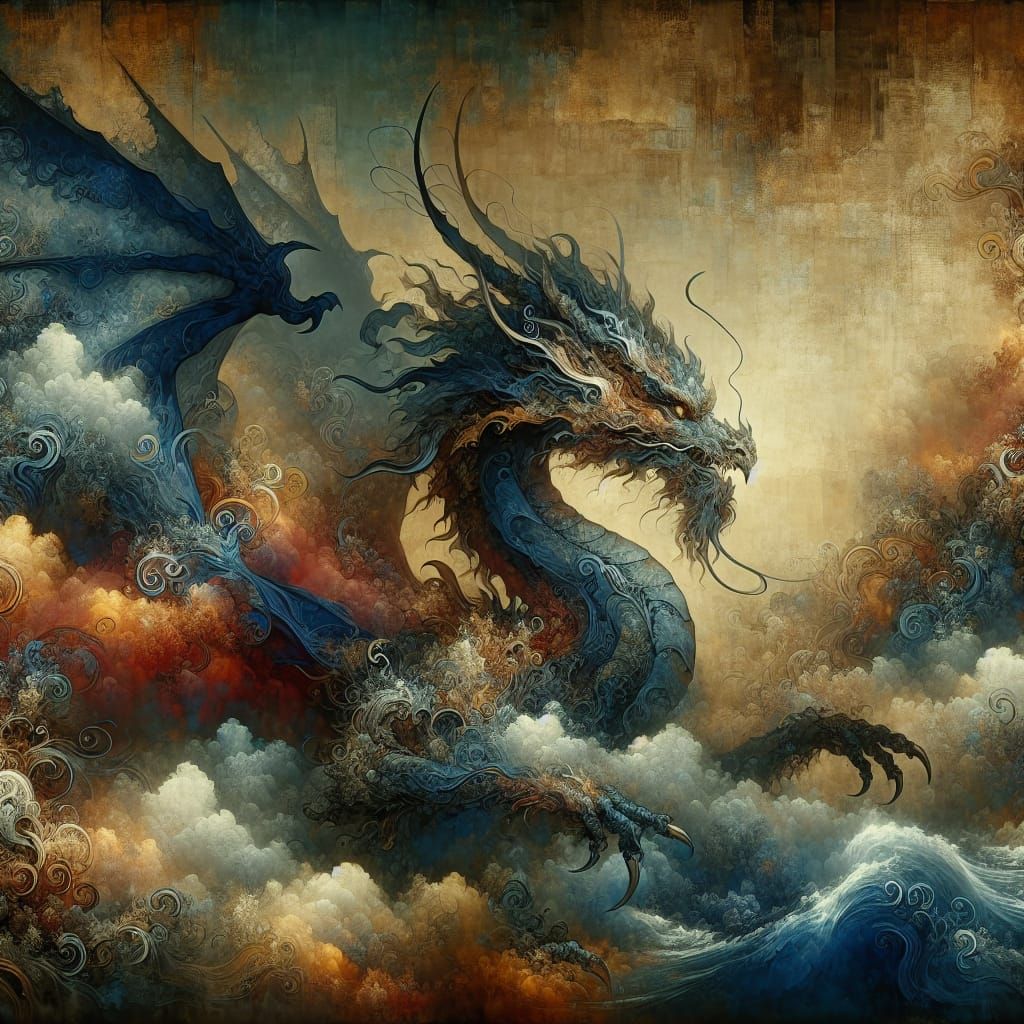 Fantastical Dragon in Matte Painting Style