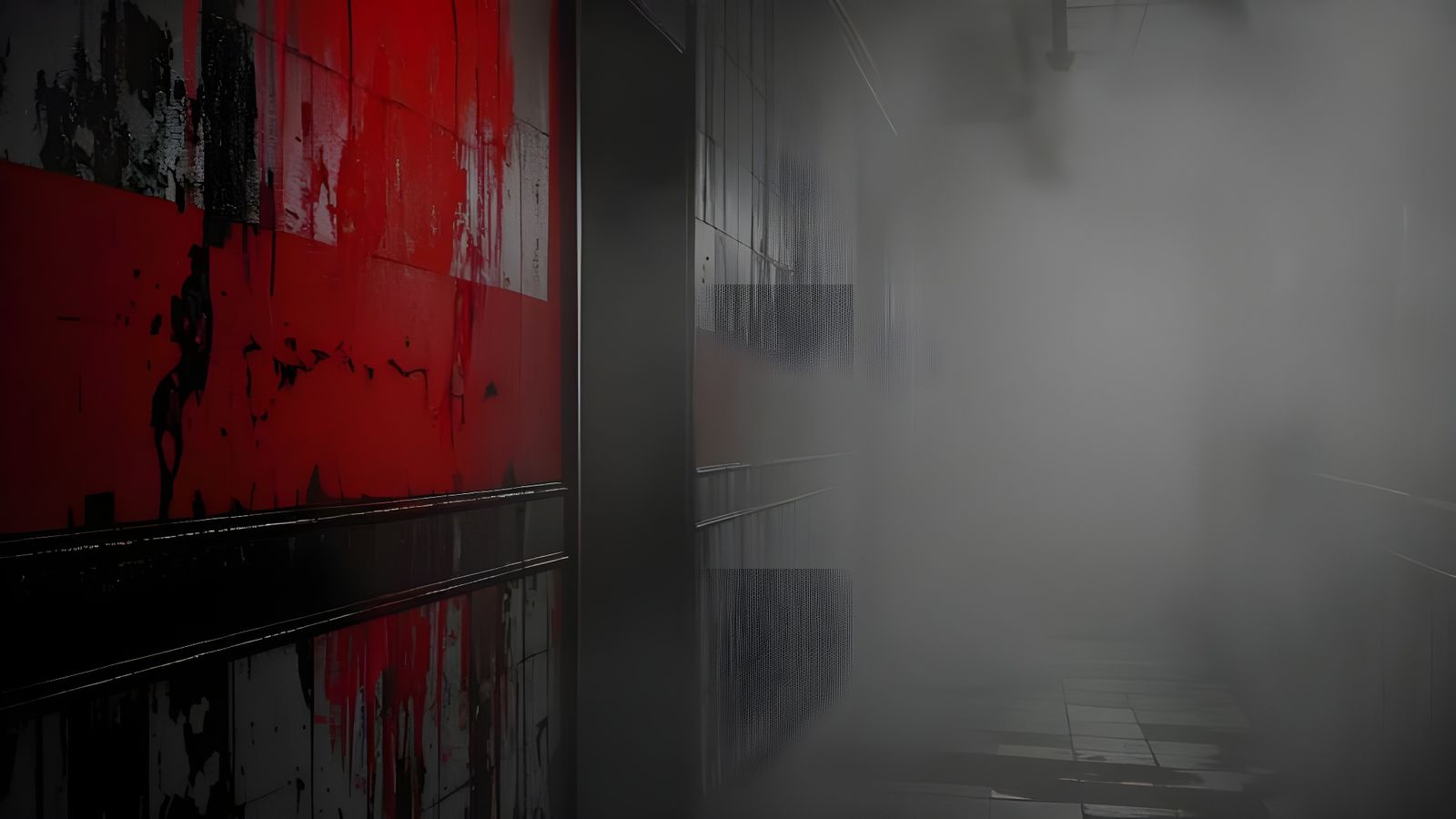 Eerie Noir Passage in Foggy, Atmospheric Night