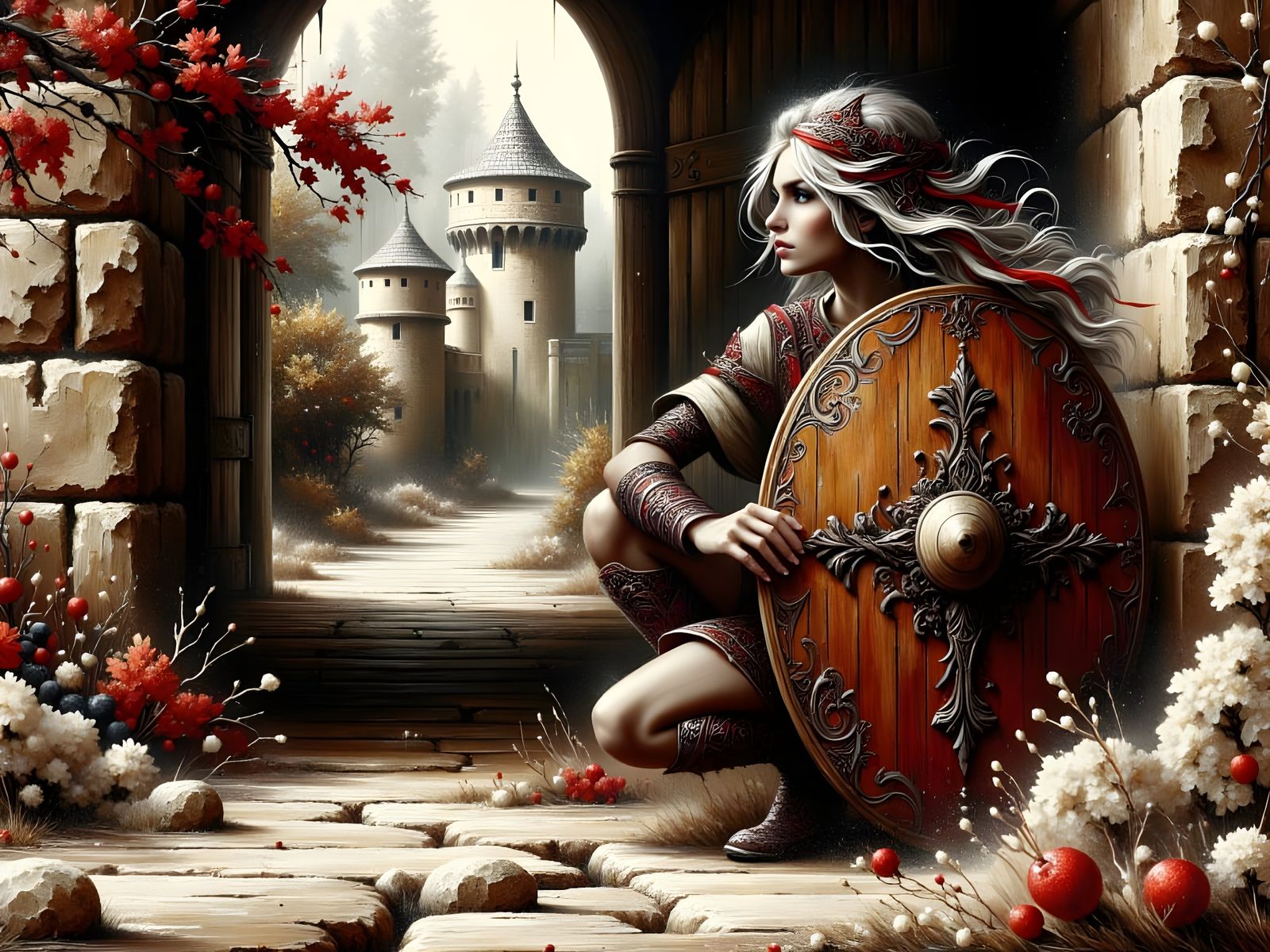 Norse Goddess Protects Gate in Luis Royo Style