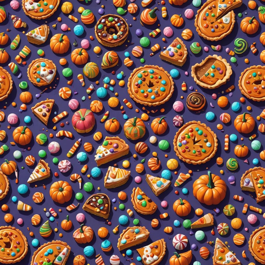 Spooky Candyland Pumpkin Pie in Candy Art Style