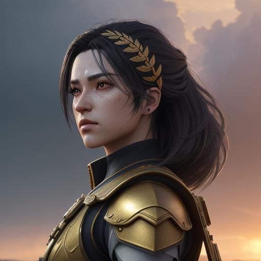 Heroic Soldier Girl in Vibrant Anime Style