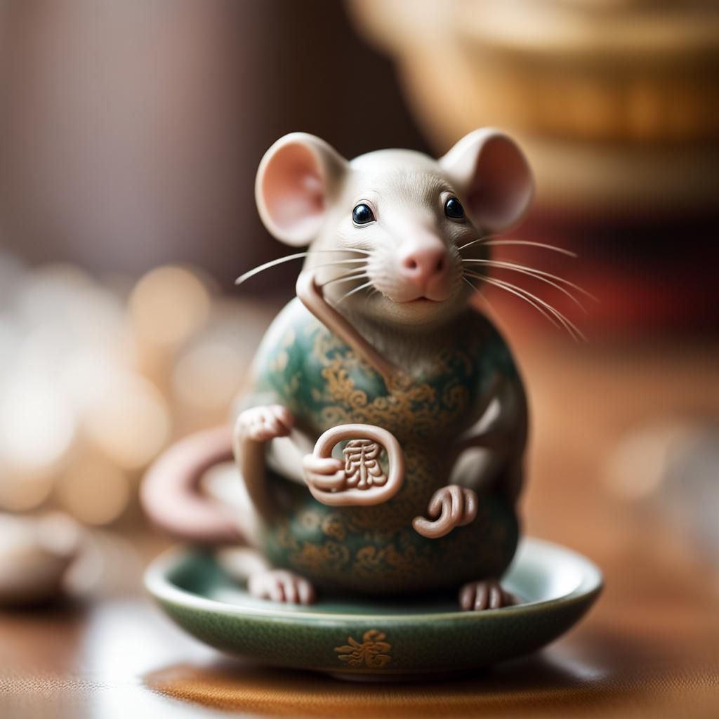 Rat Zodiac Ceramic Vat in Professional Photo Style