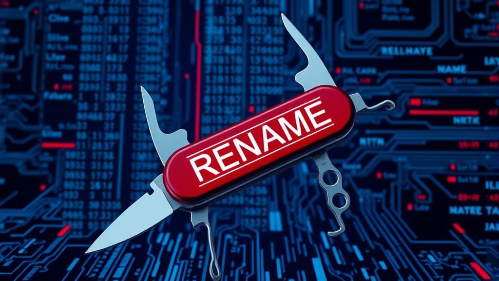Cyberpunk Swiss Knife in Digital Realm Renaming Files
