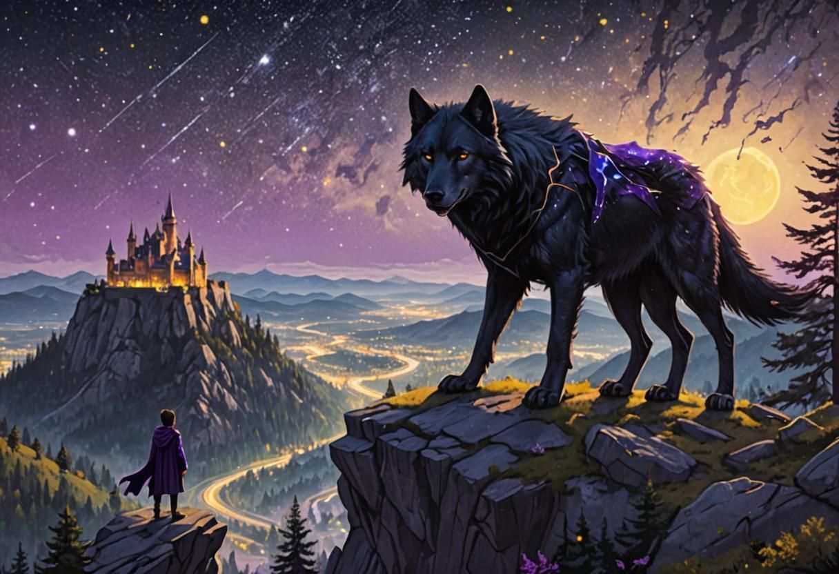 Man, Wolf, and Castle Dreamscape