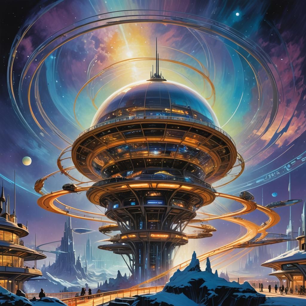 Rollercoaster Spiraling Through Saturn's Rings in Cyberpunk ...