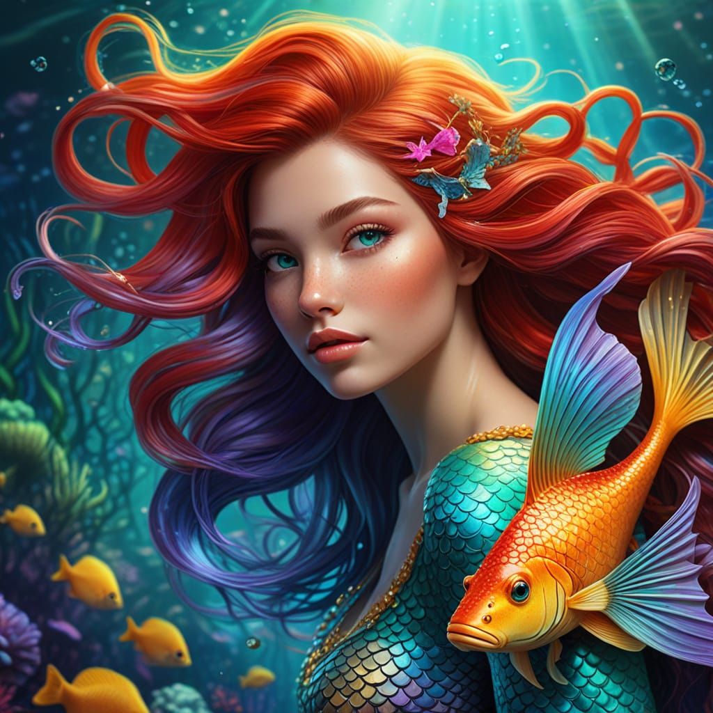 Hyperrealistic Mermaid and Merman in Tender Hug