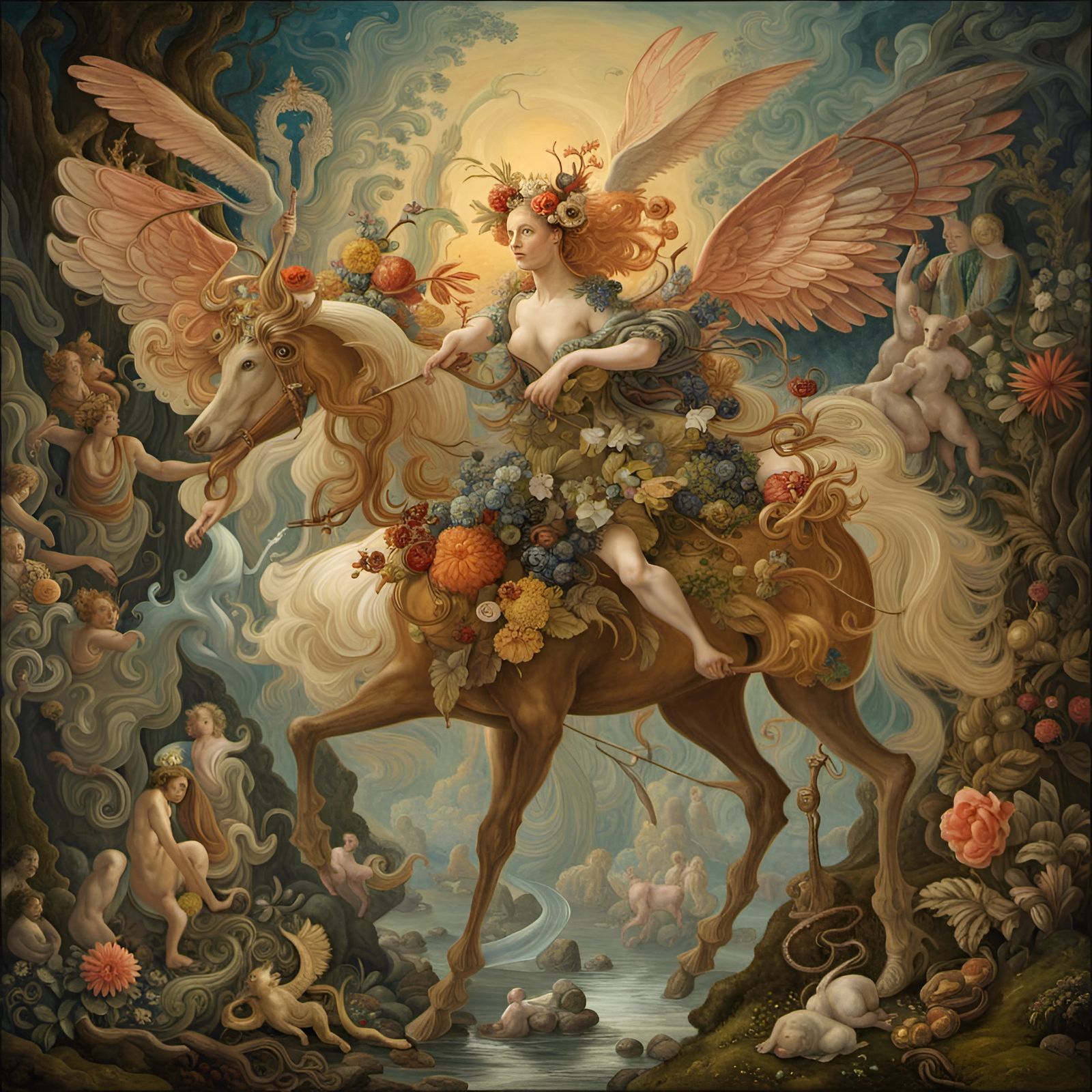 Winged Centaur in Wonderland: Art Nouveau Baroque Fantasy