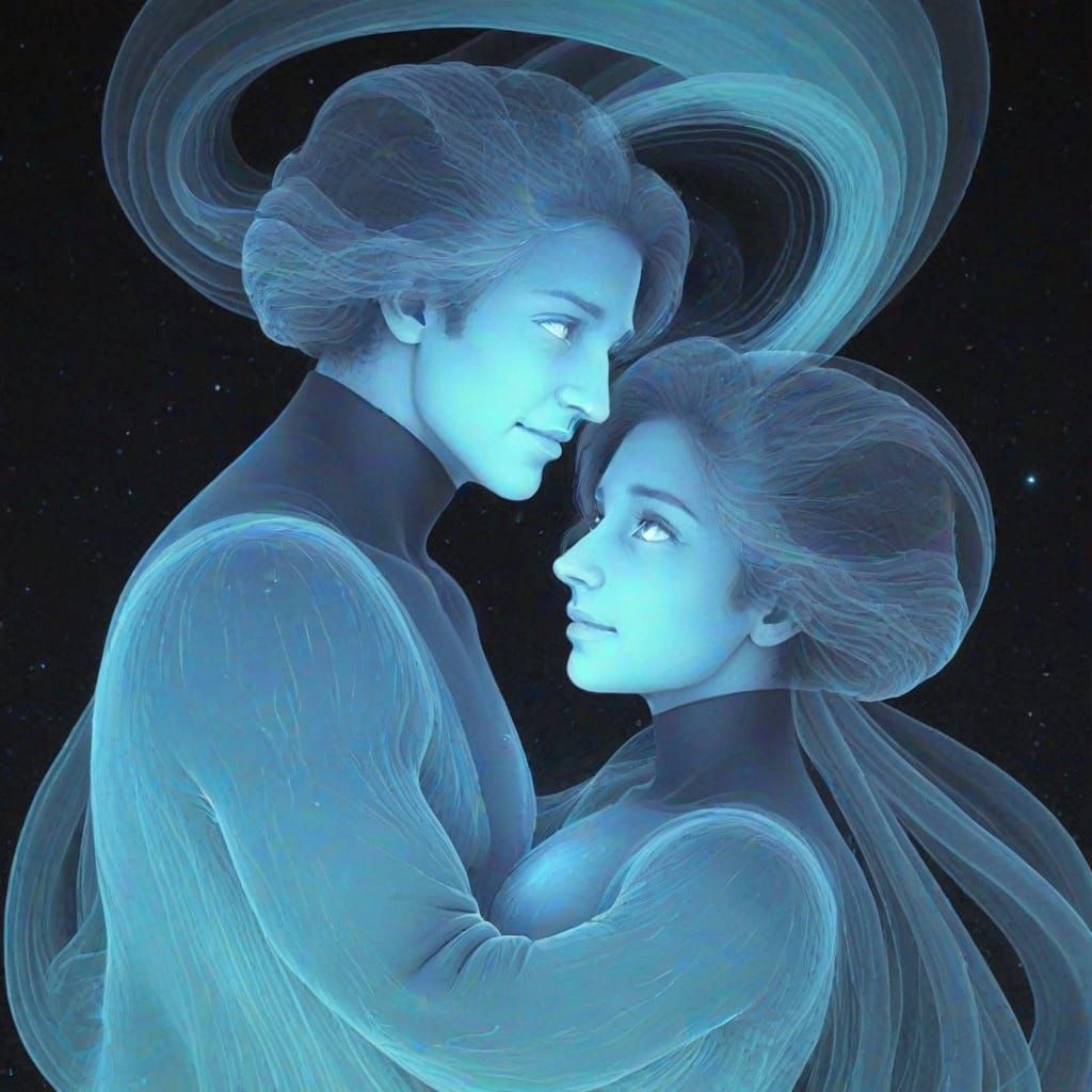 Loving Tardigrade Couple's Cosmic Gaze in Infinite Recursive...