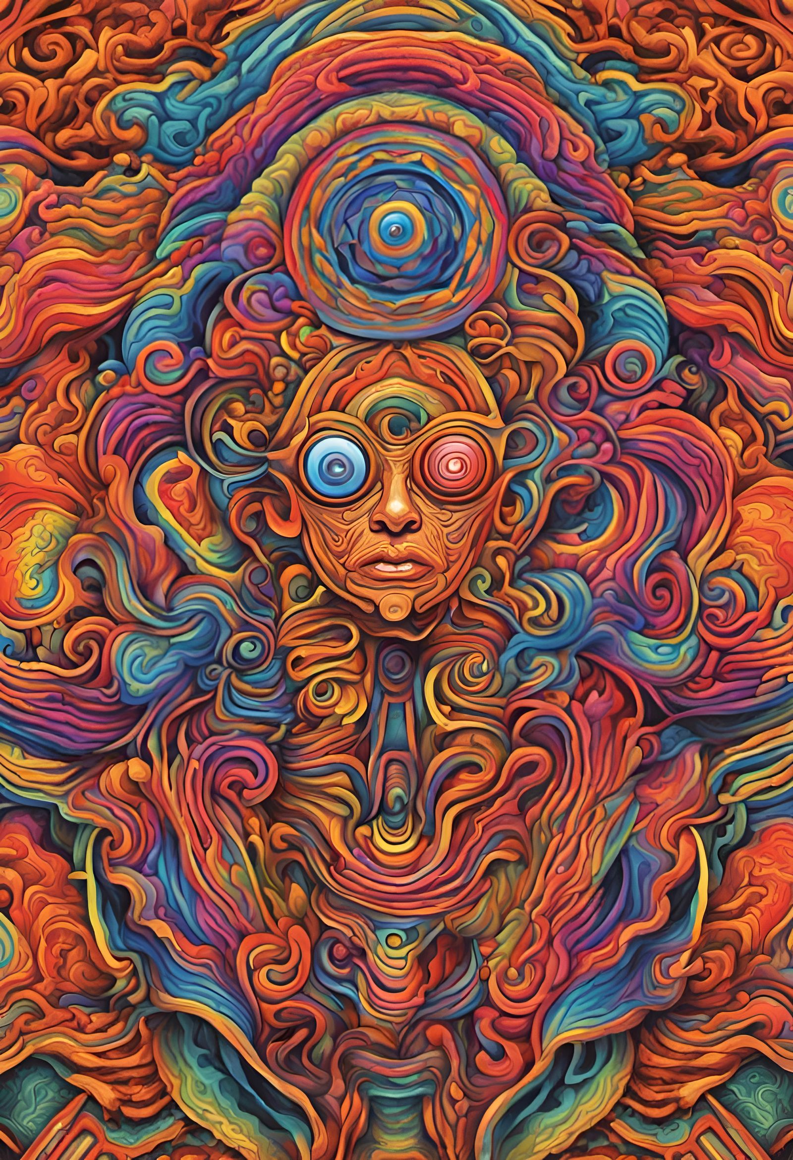 Hypnotic Multicoloured Patterns in Visionary Art Style