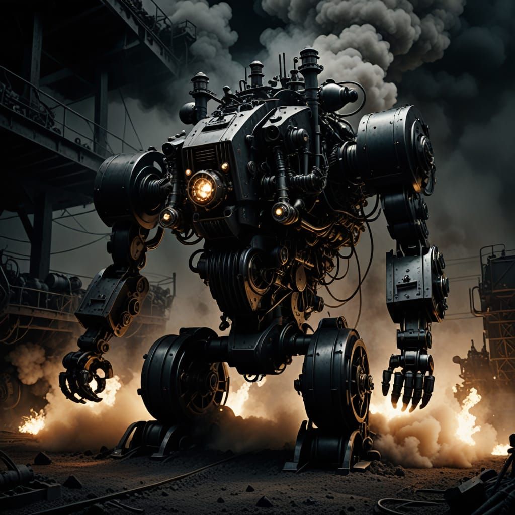 Grimdark Mechanical War Machine in Dark Battlefield