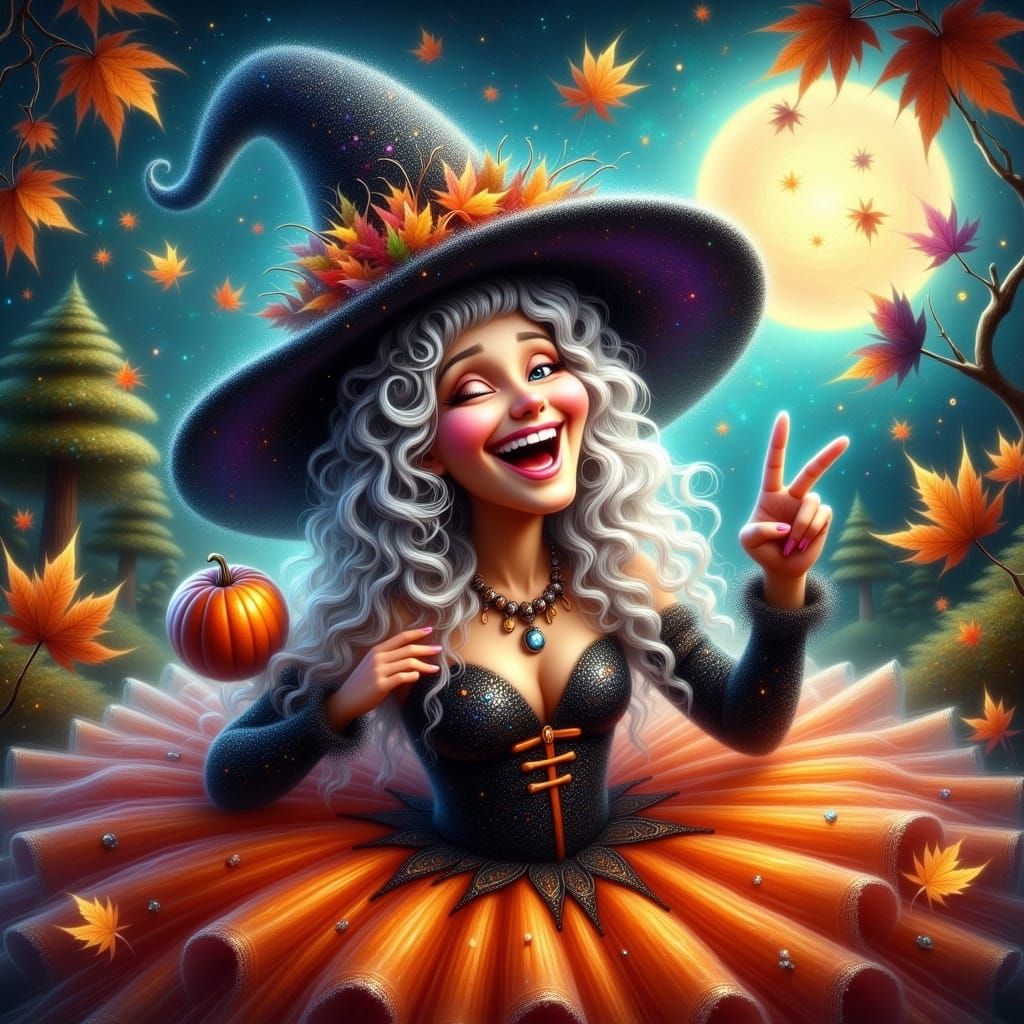 Extravagant Granny Celebrates Halloween: A Pop-Surreal Digit...