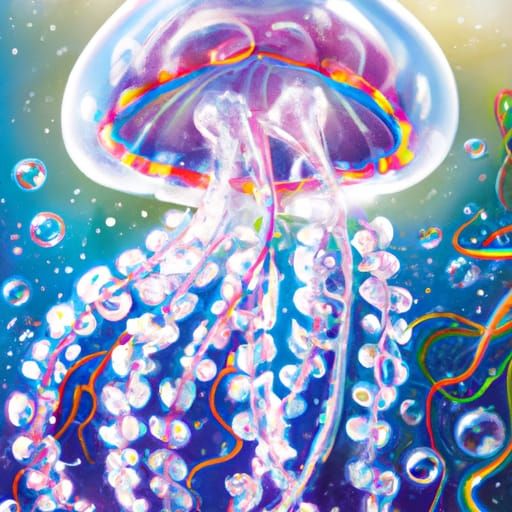Crystal Jellyfish in a Magical Underwater World