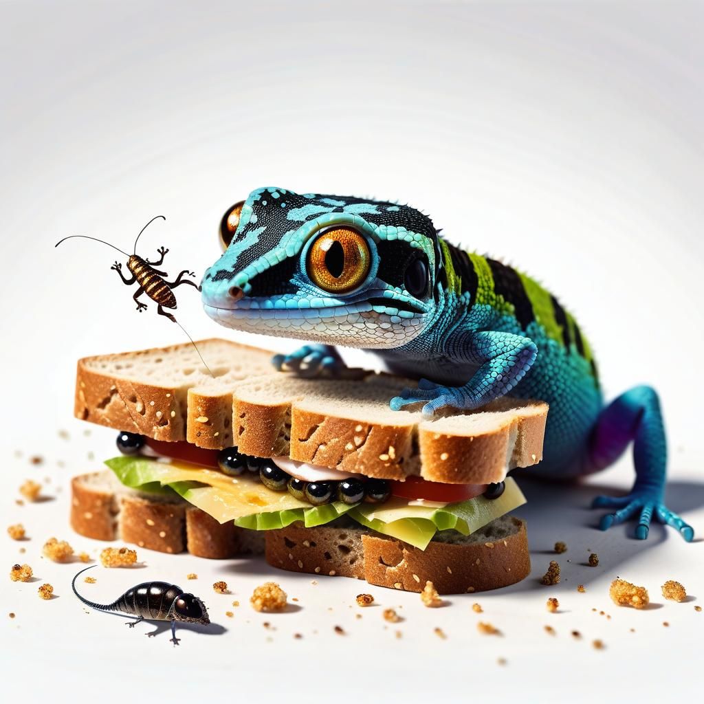 Gecko's Cricket Sandwich: Hyper-Realistic Wildlife Concept A...